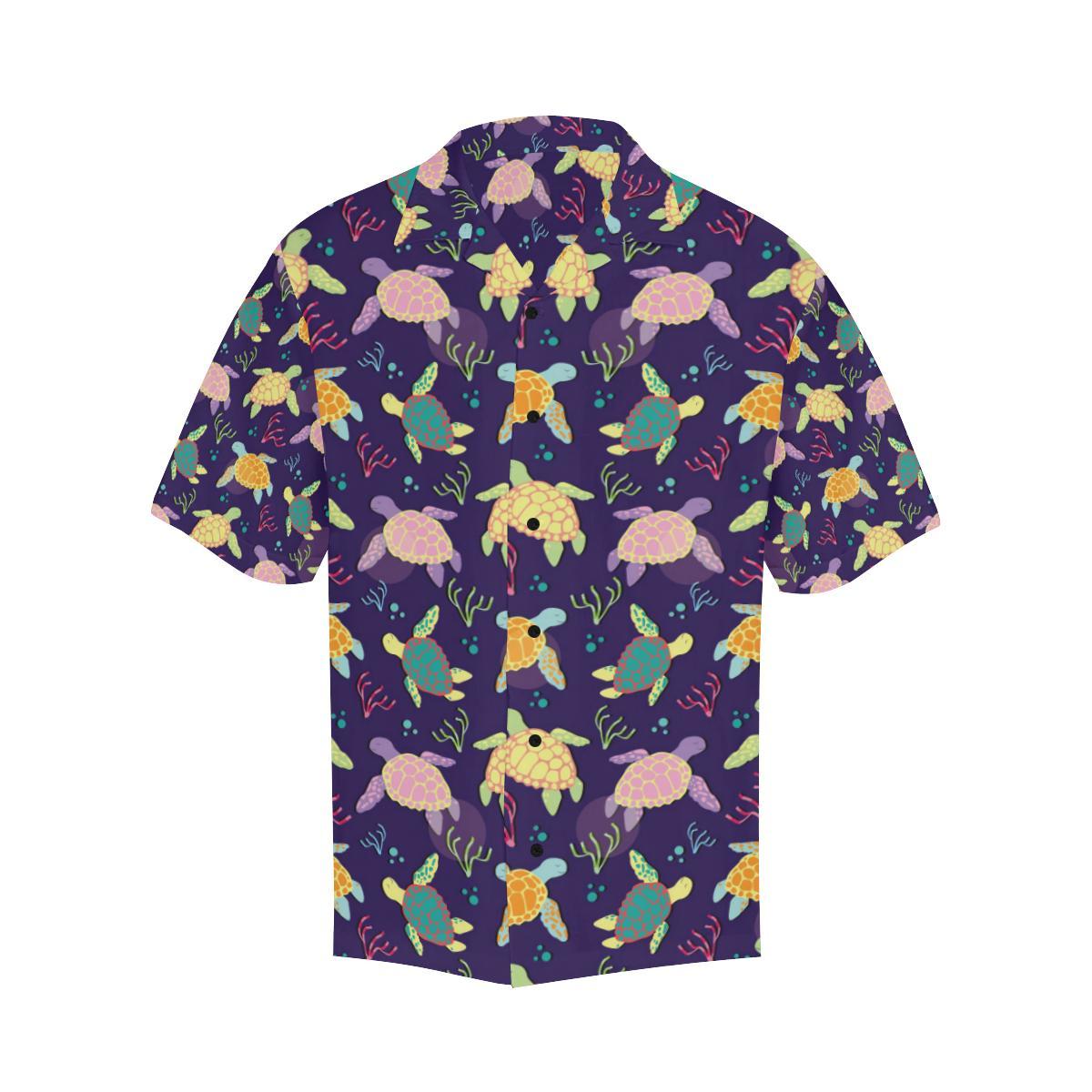 Sea Turtle Color Smile Men Aloha Hawaiian Shirt