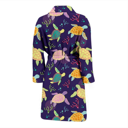 Sea Turtle Color Smile Men Bath Robe-JTAMIGO.COM