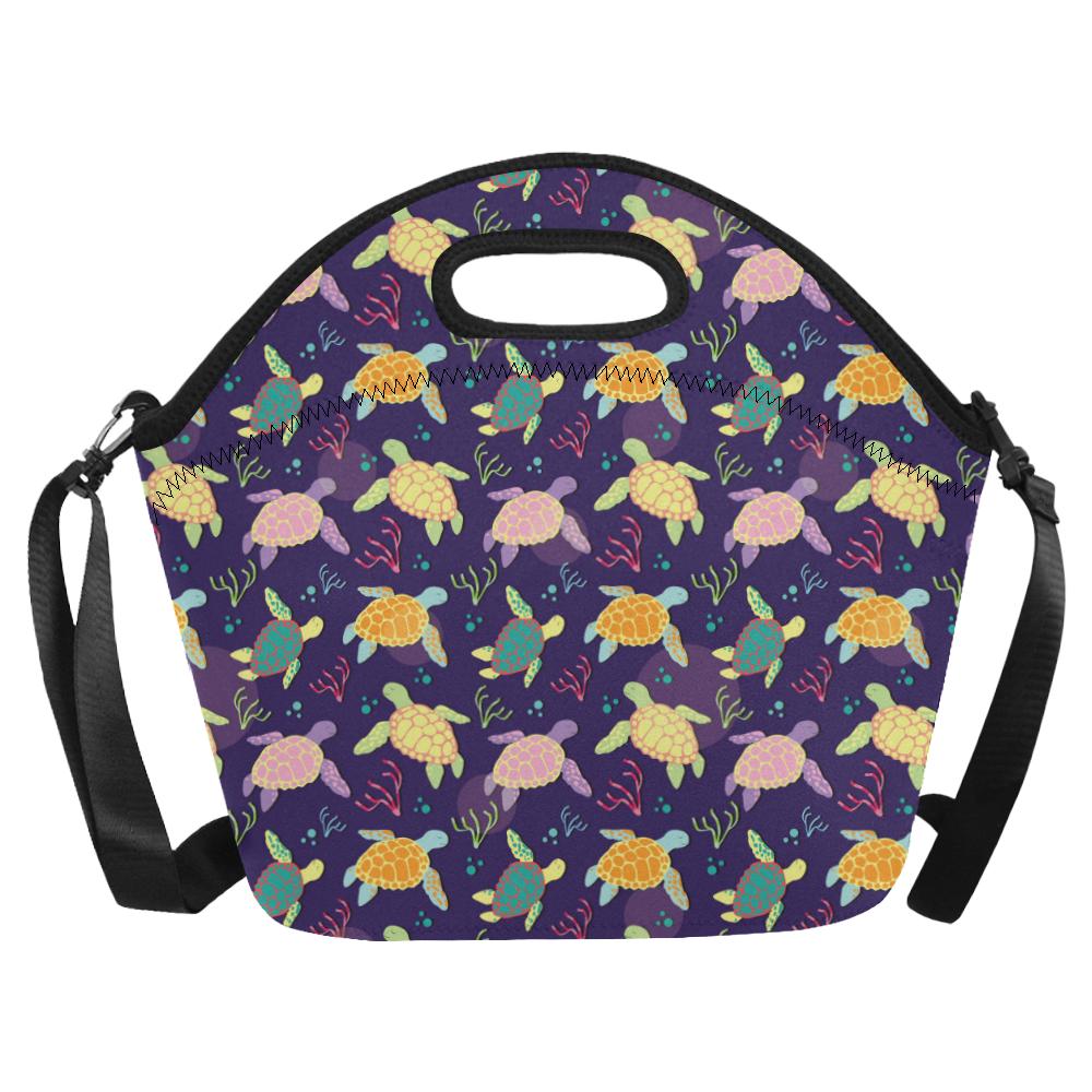 Sea Turtle Color Smile Neoprene Lunch Bag (Model 1669)(Large)-JTAMIGO.COM