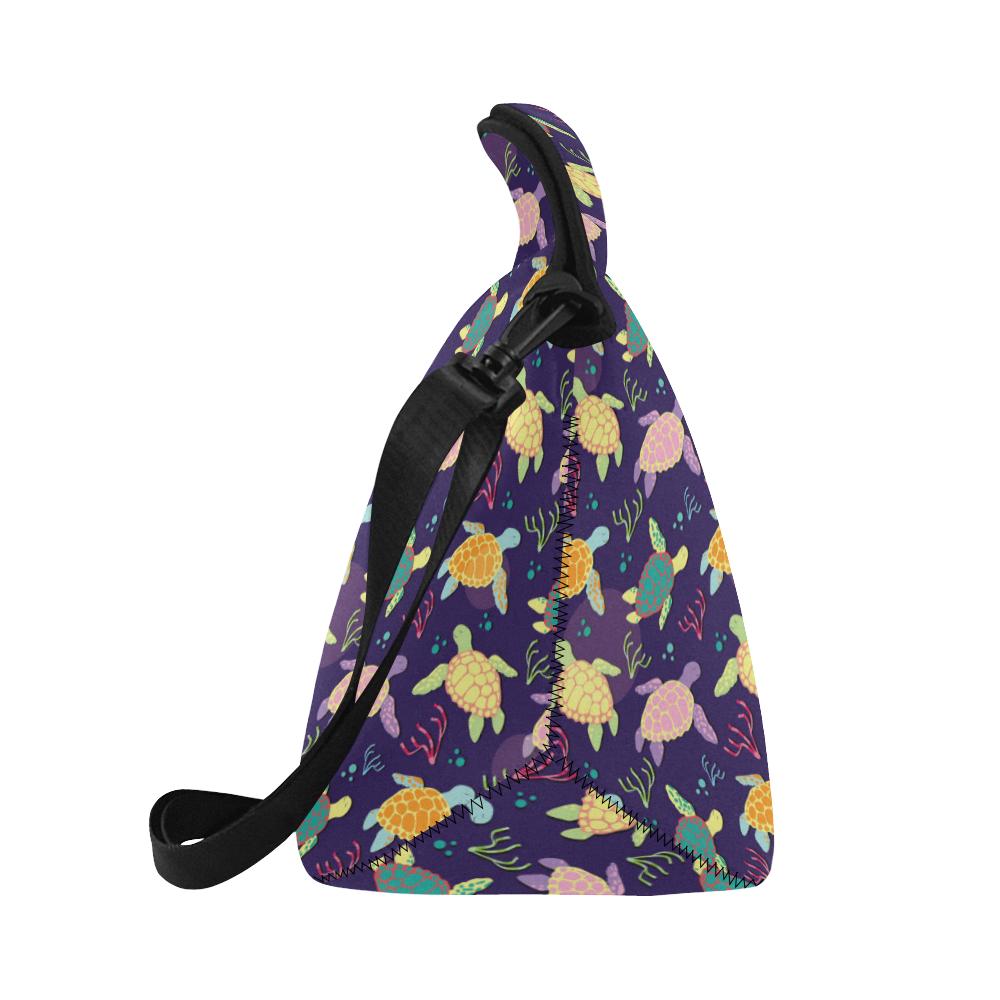 Sea Turtle Color Smile Neoprene Lunch Bag (Model 1669)(Large)-JTAMIGO.COM