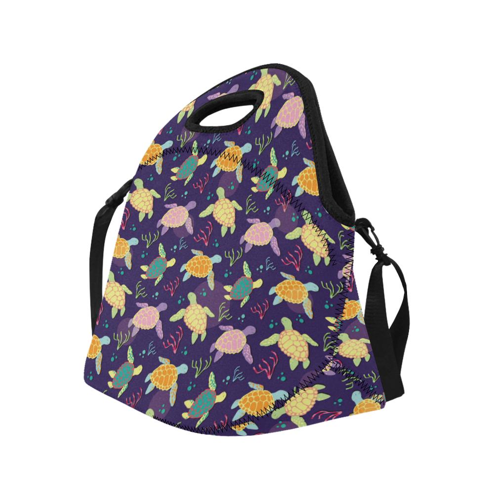 Sea Turtle Color Smile Neoprene Lunch Bag (Model 1669)(Large)-JTAMIGO.COM
