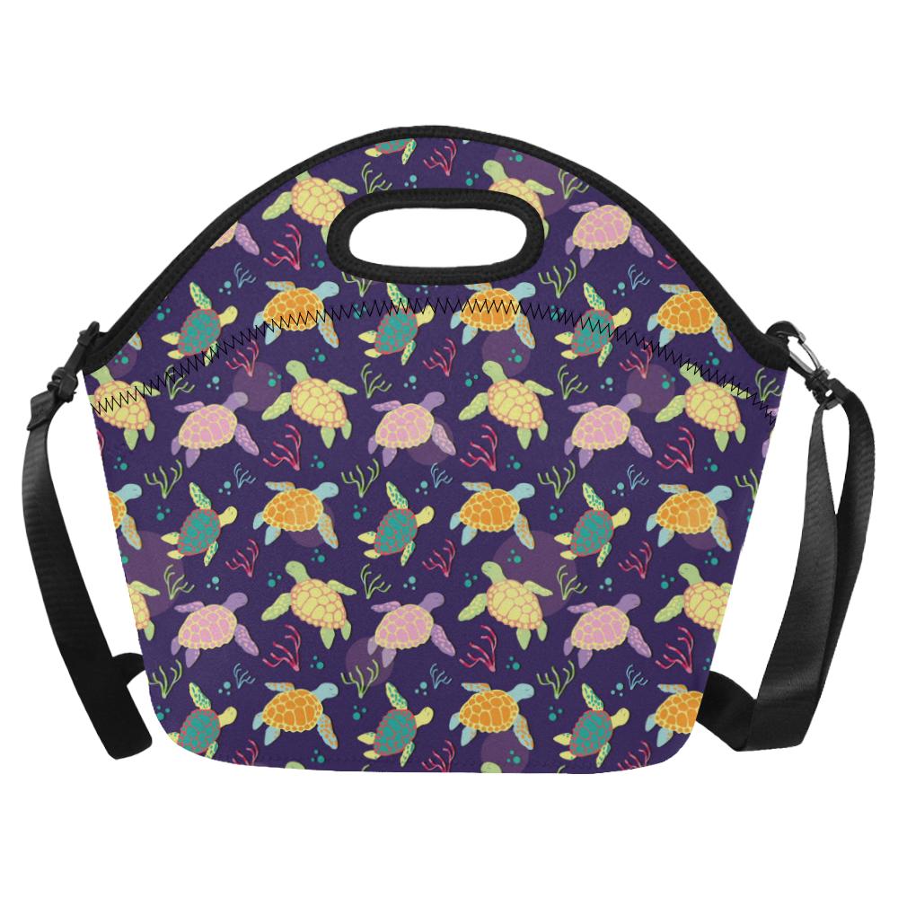 Sea Turtle Color Smile Neoprene Lunch Bag (Model 1669)(Large)-JTAMIGO.COM
