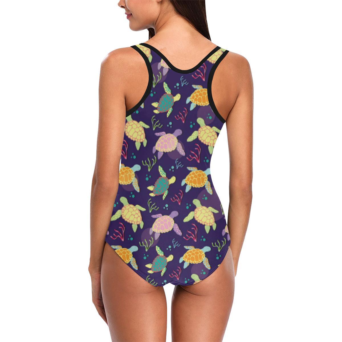 Sea Turtle Color Smile One Piece Swimsuit-JTAMIGO.COM