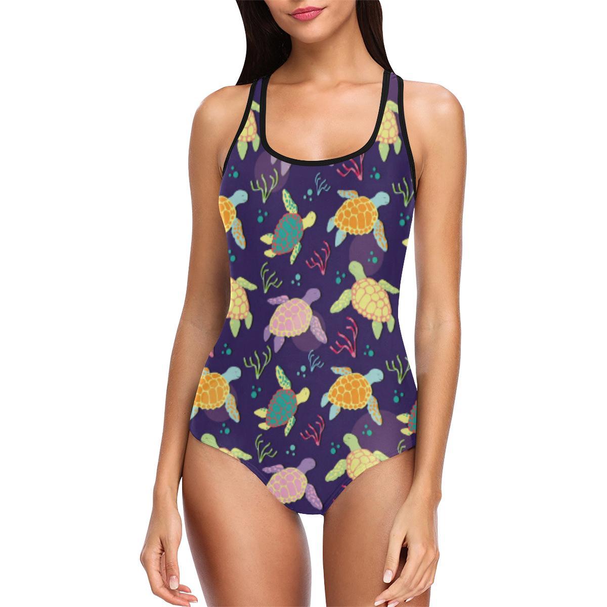 Sea Turtle Color Smile One Piece Swimsuit-JTAMIGO.COM