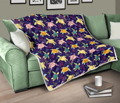 Sea Turtle Color Smile Premium Quilt-JTAMIGO.COM