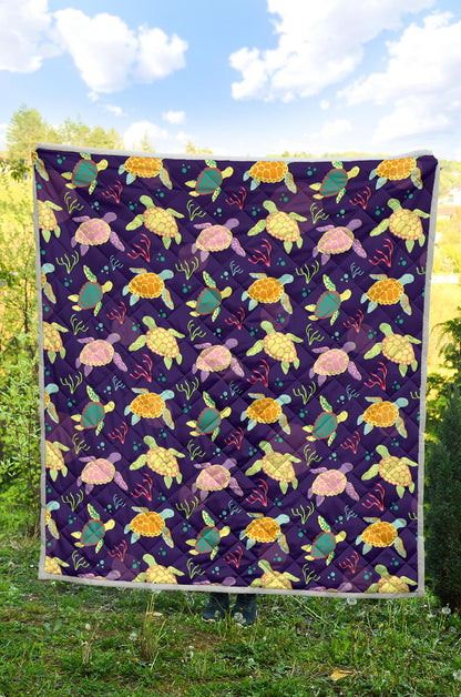 Sea Turtle Color Smile Premium Quilt-JTAMIGO.COM