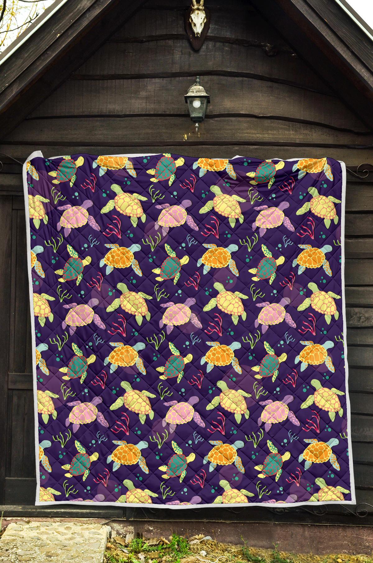 Sea Turtle Color Smile Premium Quilt-JTAMIGO.COM