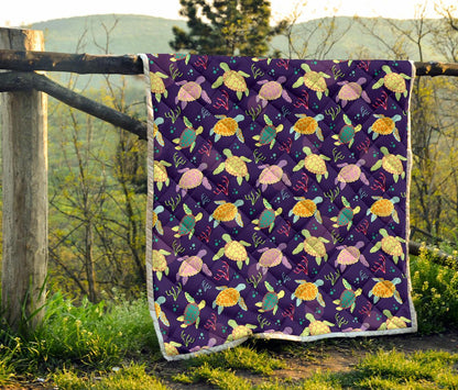 Sea Turtle Color Smile Premium Quilt-JTAMIGO.COM