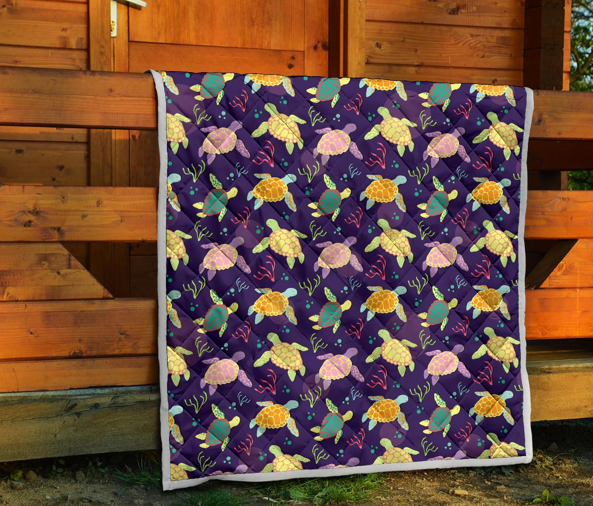 Sea Turtle Color Smile Premium Quilt-JTAMIGO.COM