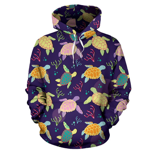 Sea Turtle Color Smile Pullover Hoodie