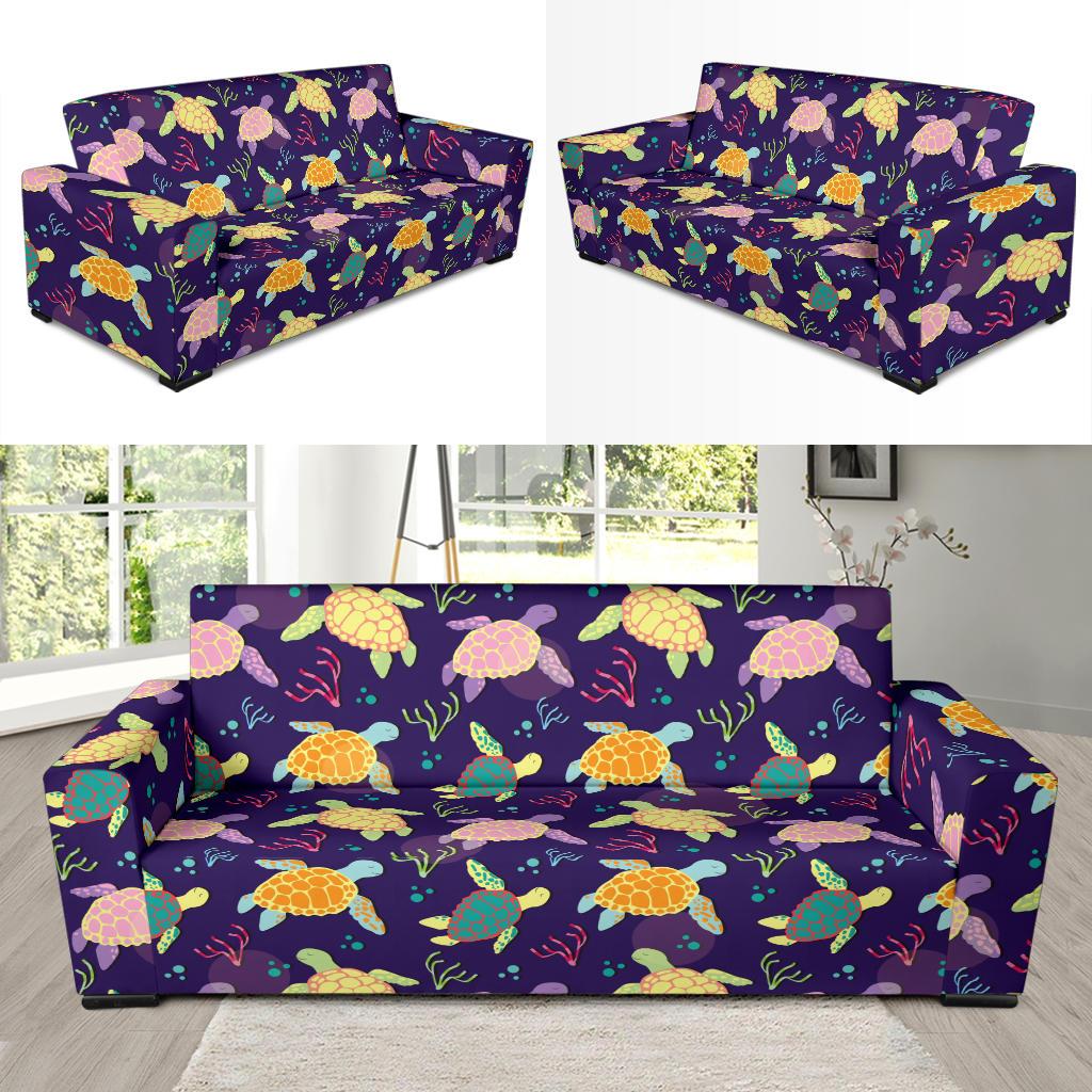 Sea Turtle Color Smile Sofa Slipcover-JTAMIGO.COM
