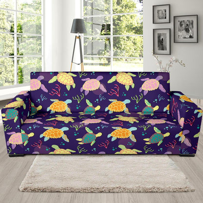 Sea Turtle Color Smile Sofa Slipcover-JTAMIGO.COM
