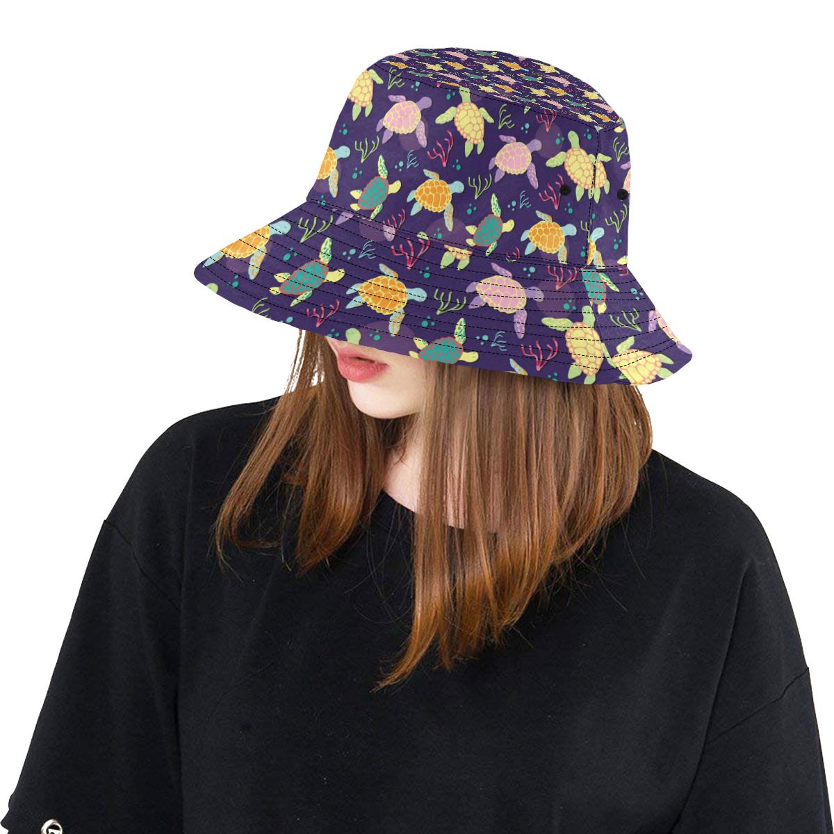 Sea Turtle Color Smile Unisex Bucket Hat