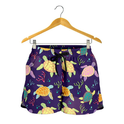Sea Turtle Color Smile Women Shorts-JTAMIGO.COM