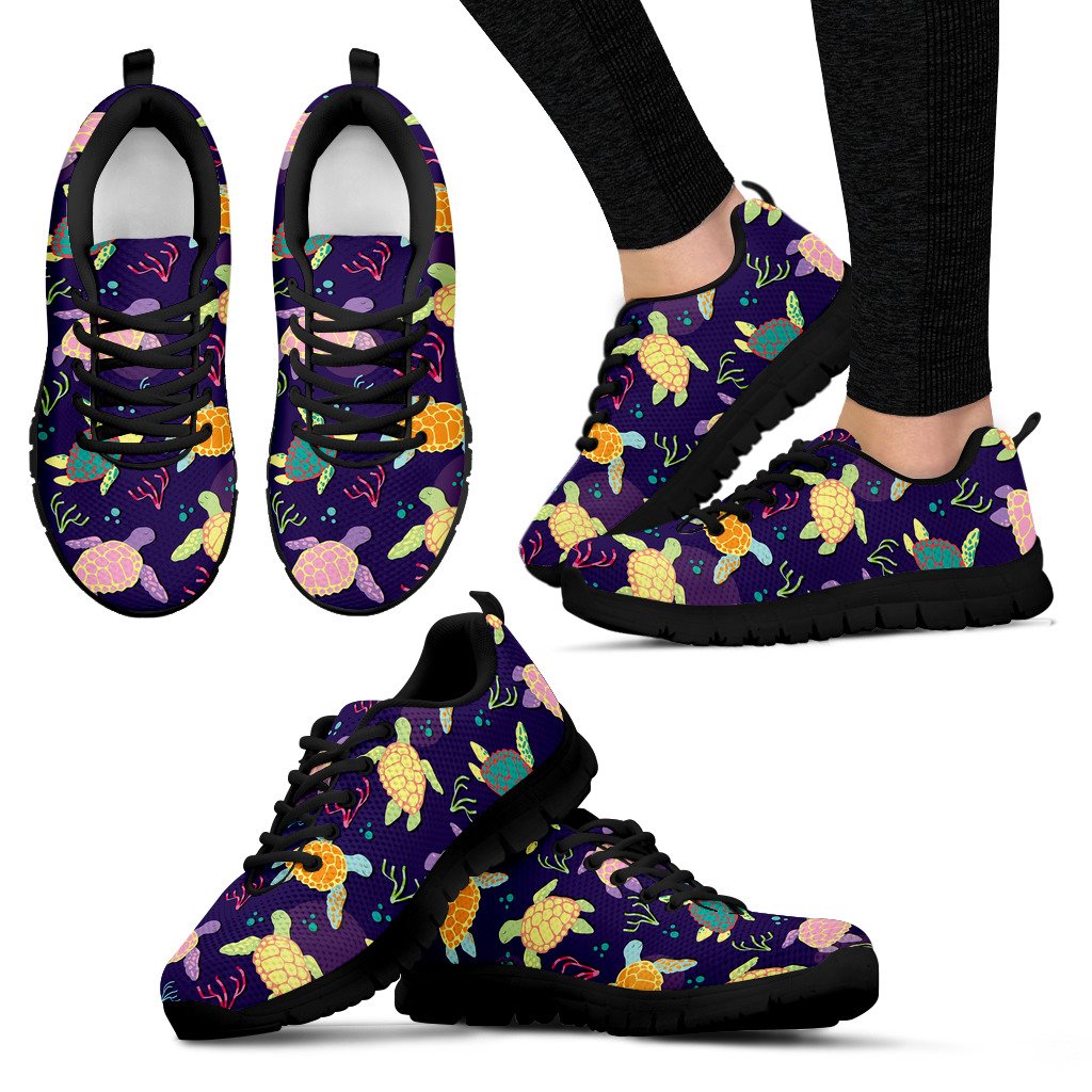 Sea Turtle Color Smile Women Sneakers Shoes