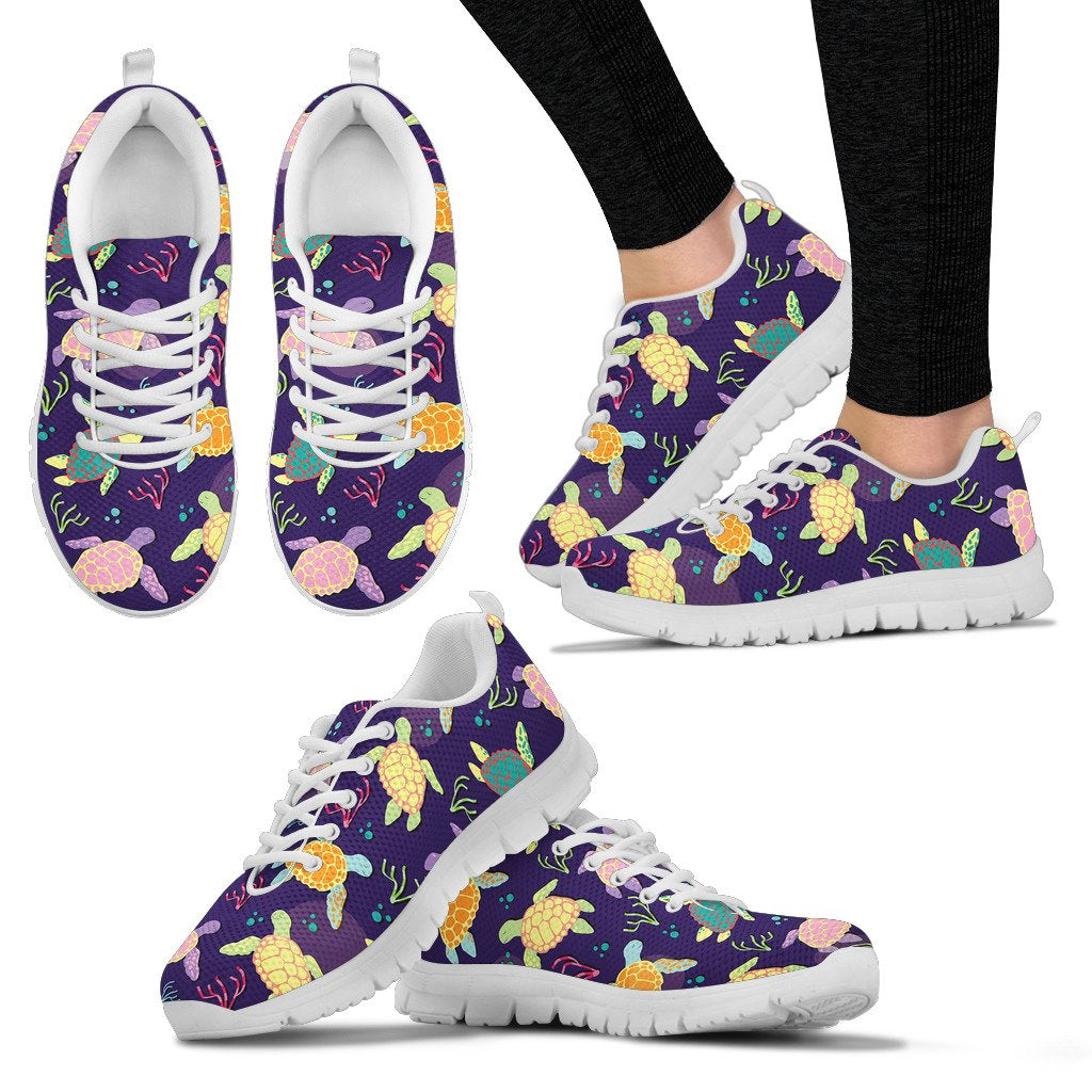 Sea Turtle Color Smile Women Sneakers Shoes