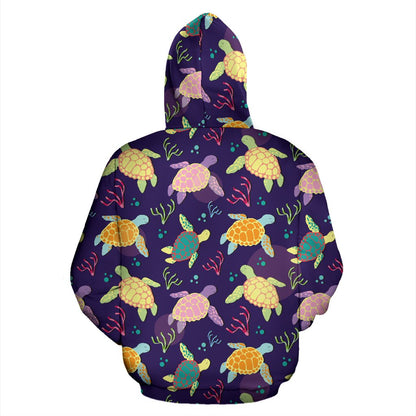 Sea Turtle Color Smile Zip Up Hoodie
