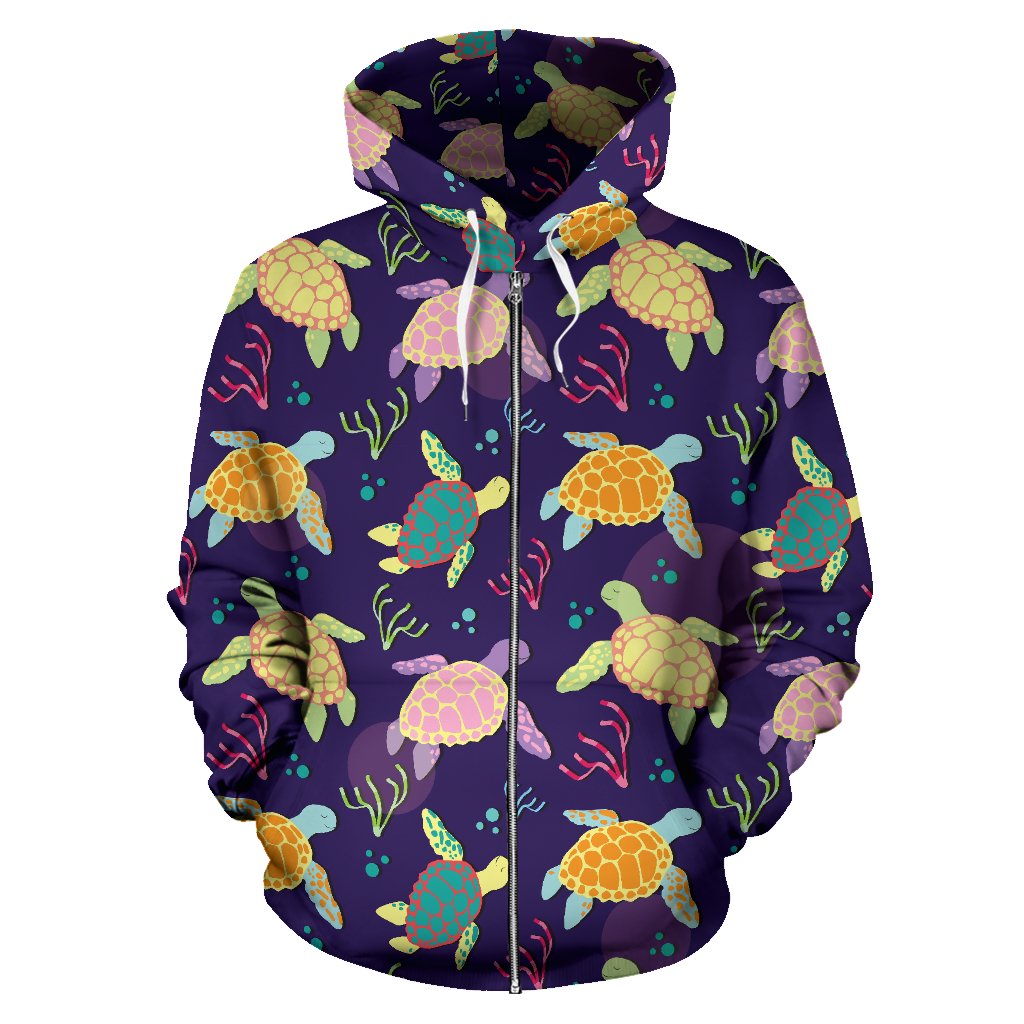 Sea Turtle Color Smile Zip Up Hoodie