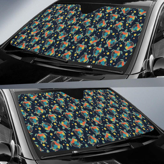Sea Turtle Colorful with bubble Print Car Sun Shade For Windshield