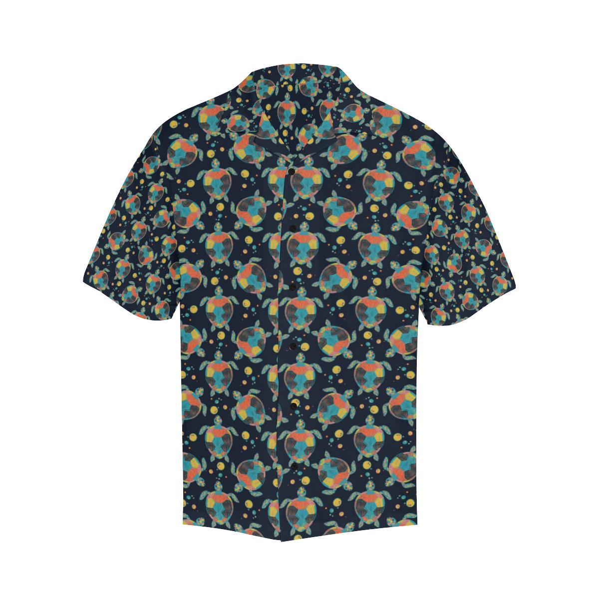 Sea Turtle Colorful with bubble Print Men Aloha Hawaiian Shirt