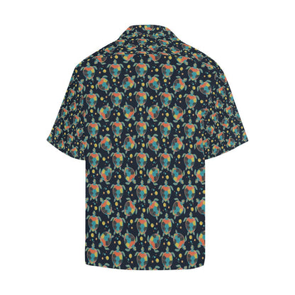 Sea Turtle Colorful with bubble Print Men Aloha Hawaiian Shirt
