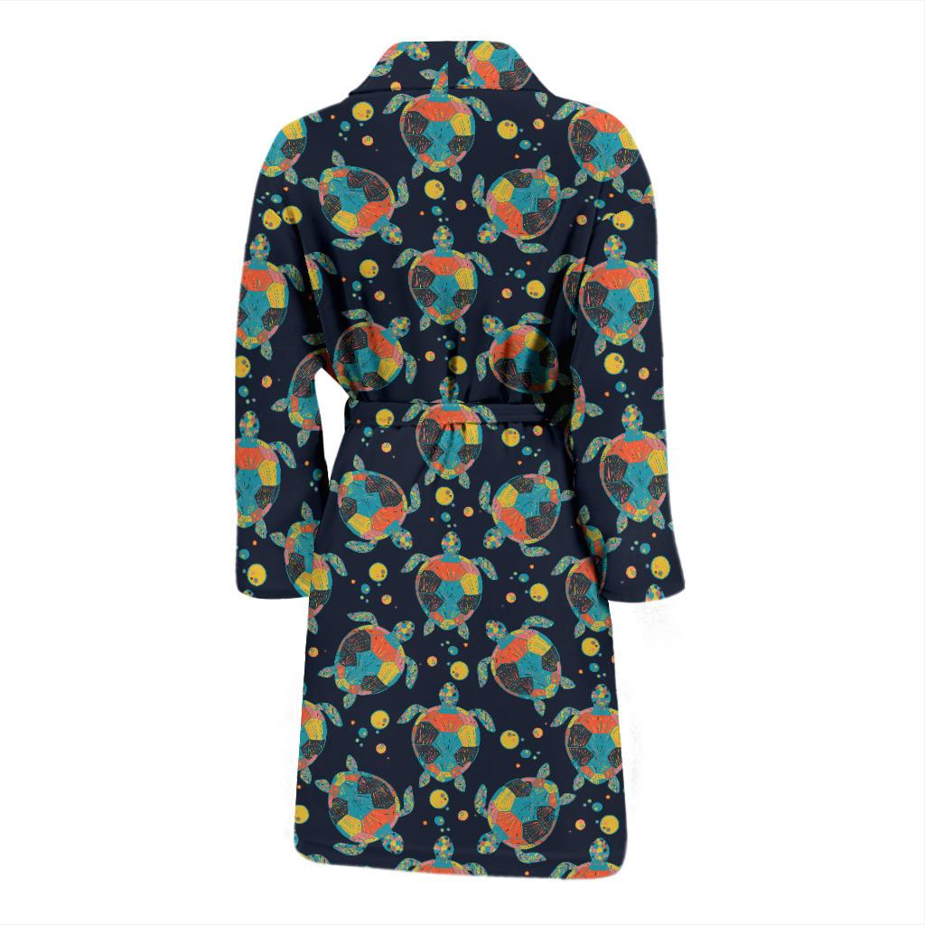 Sea Turtle Colorful with bubble Print Men Bath Robe-JTAMIGO.COM