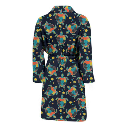 Sea Turtle Colorful with bubble Print Men Bath Robe-JTAMIGO.COM