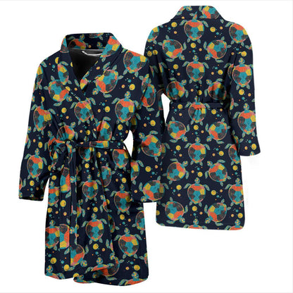 Sea Turtle Colorful with bubble Print Men Bath Robe-JTAMIGO.COM