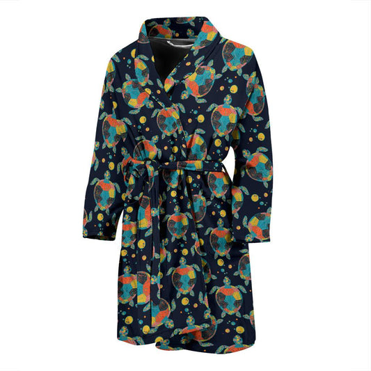 Sea Turtle Colorful with bubble Print Men Bath Robe-JTAMIGO.COM