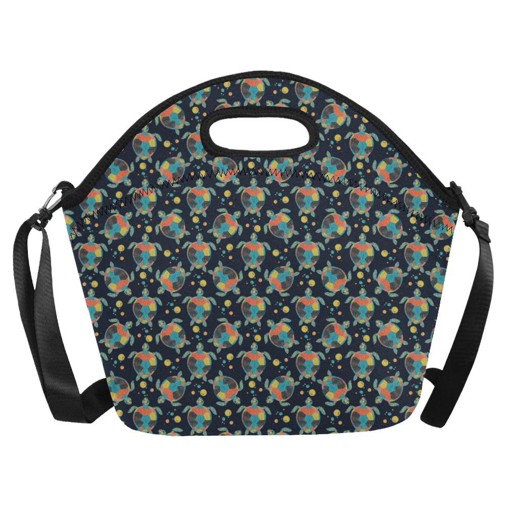 Sea Turtle Colorful with bubble Print Neoprene Lunch Bag (Model 1669)(Large)-JTAMIGO.COM