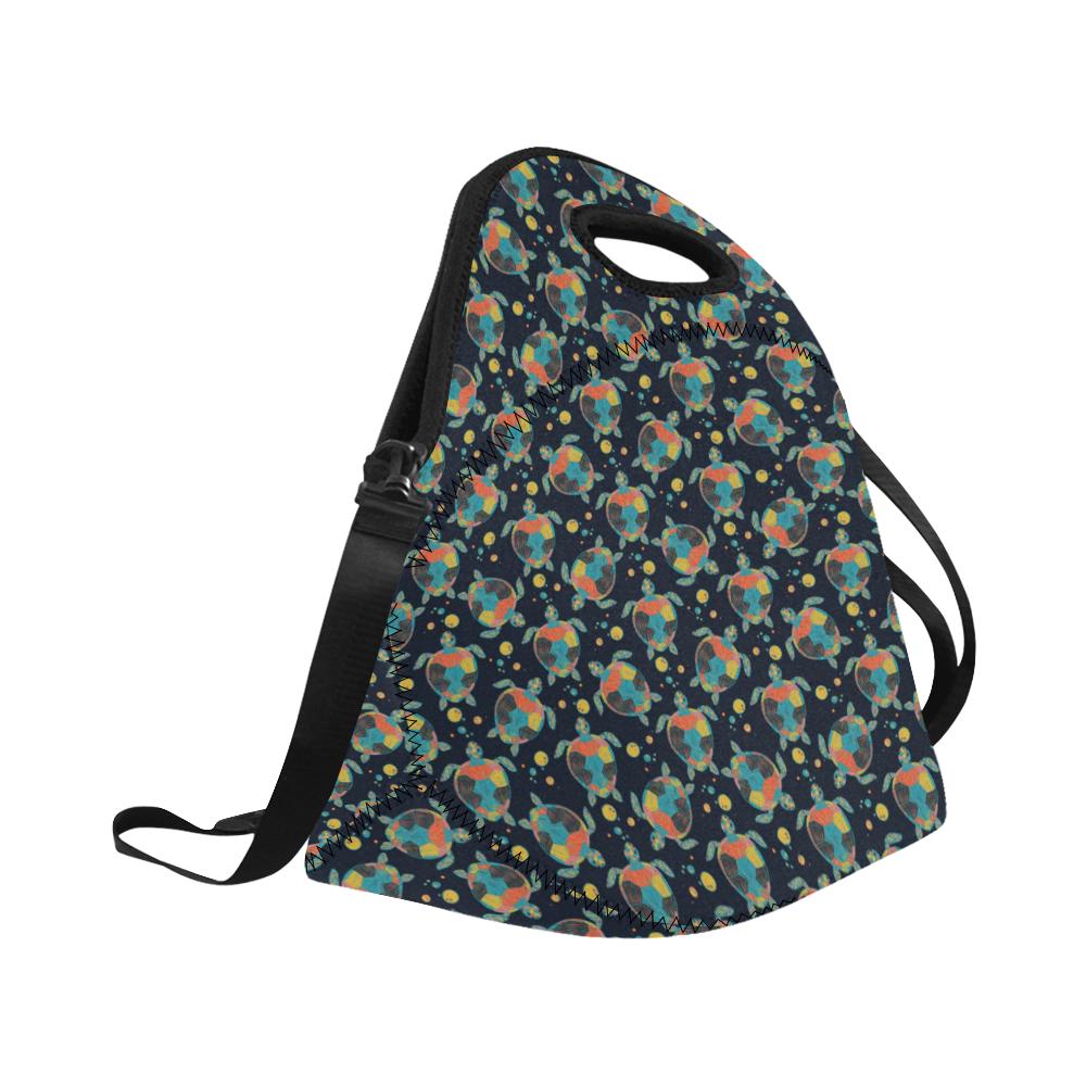 Sea Turtle Colorful with bubble Print Neoprene Lunch Bag (Model 1669)(Large)-JTAMIGO.COM