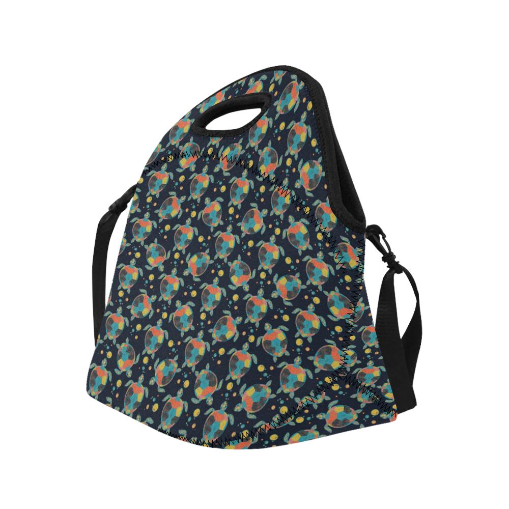 Sea Turtle Colorful with bubble Print Neoprene Lunch Bag (Model 1669)(Large)-JTAMIGO.COM