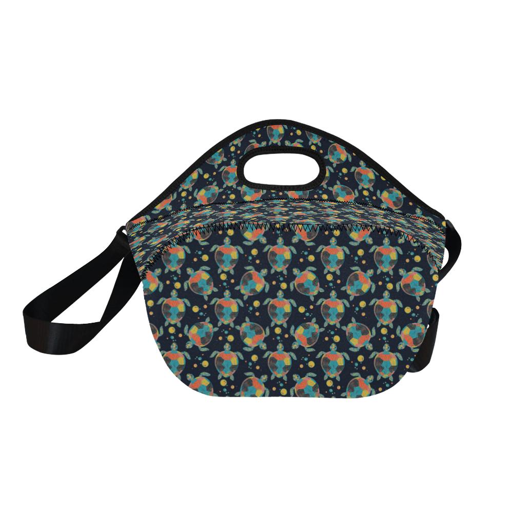 Sea Turtle Colorful with bubble Print Neoprene Lunch Bag (Model 1669)(Large)-JTAMIGO.COM