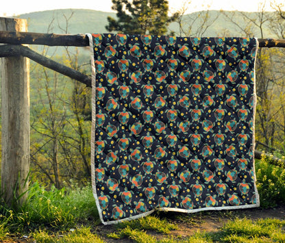 Sea Turtle Colorful with bubble Print Premium Quilt-JTAMIGO.COM