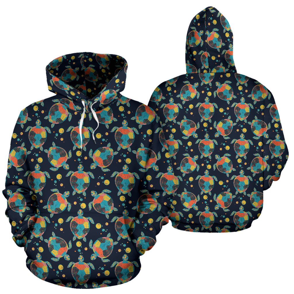 Sea Turtle Colorful with bubble Print Pullover Hoodie