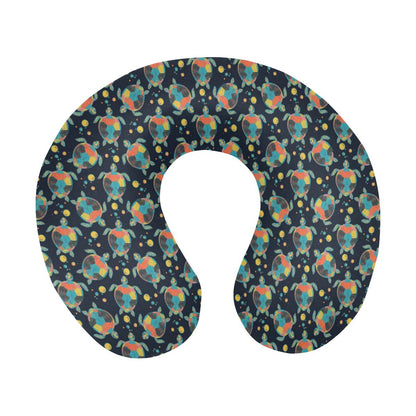 Sea Turtle Colorful with bubble Print U-Shaped Travel Neck Pillow-JTAMIGO.COM
