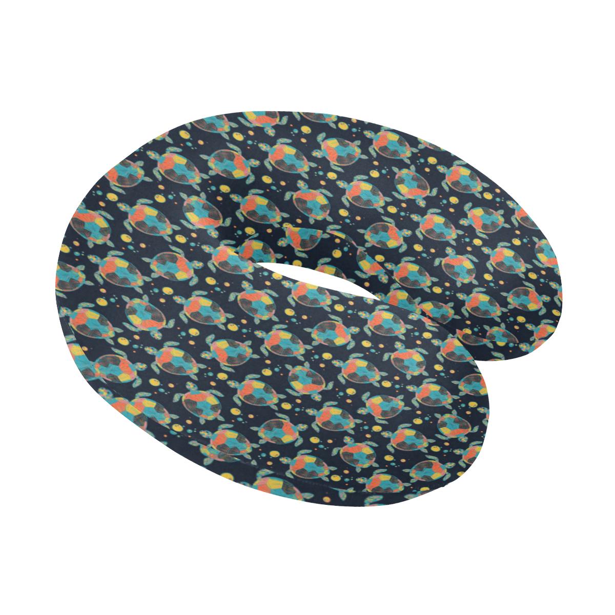 Sea Turtle Colorful with bubble Print U-Shaped Travel Neck Pillow-JTAMIGO.COM