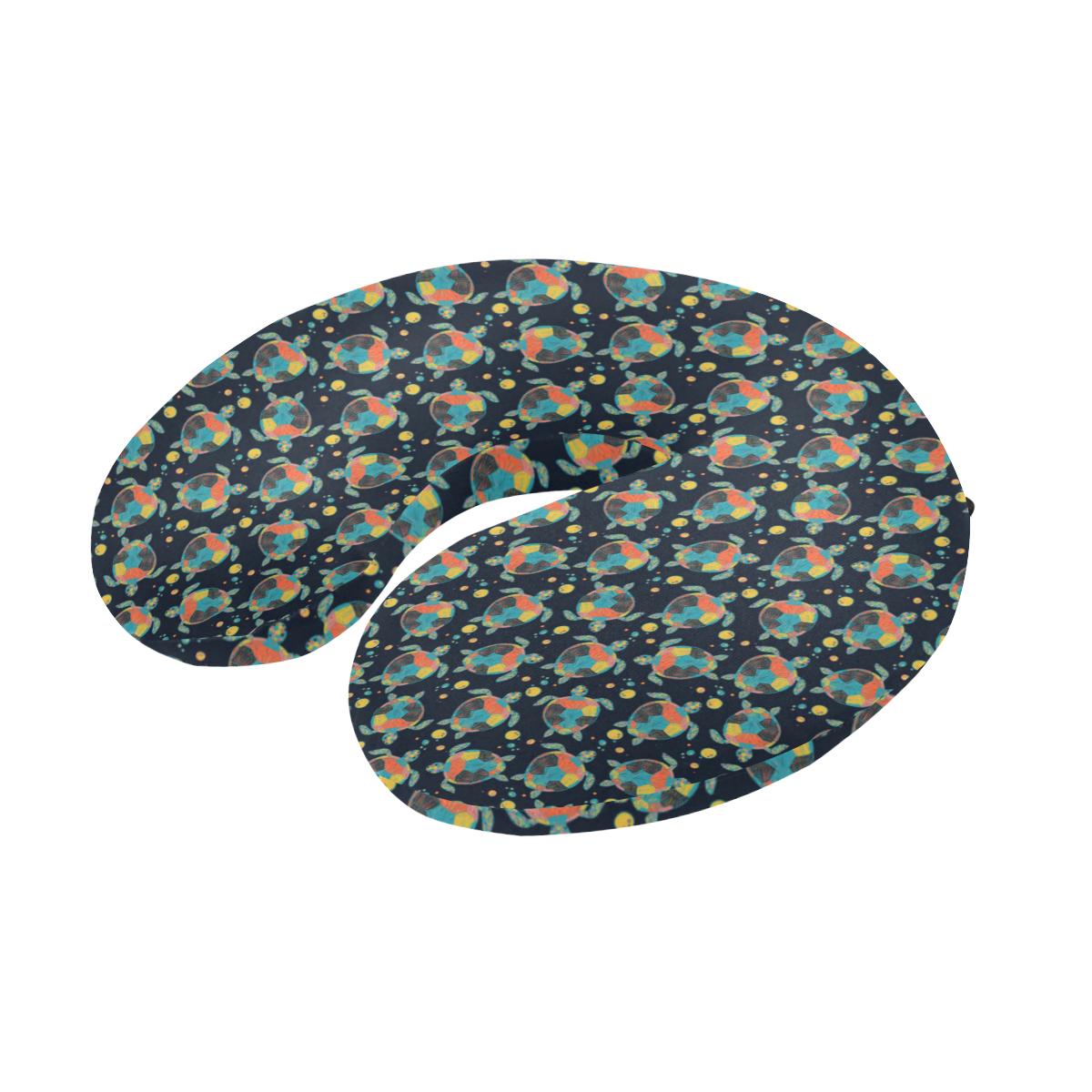 Sea Turtle Colorful with bubble Print U-Shaped Travel Neck Pillow-JTAMIGO.COM