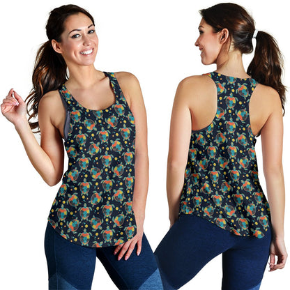 Sea Turtle Colorful With Bubble Print Women Racerback Tank Top