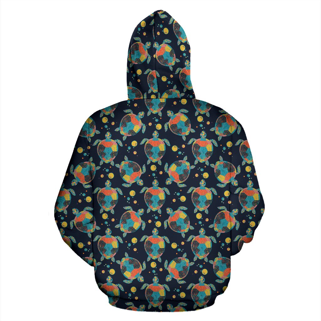 Sea Turtle Colorful with Bubble Print Zip Up Hoodie