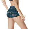 Sea Turtle Hand Drawn Blue Print High Waisted Spandex Shorts-JTAMIGO.COM