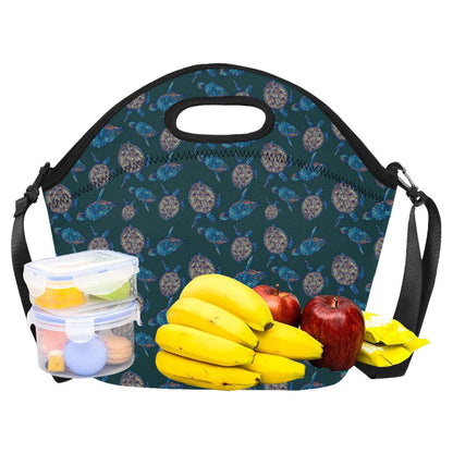 Sea Turtle Hand Drawn Blue Print Neoprene Lunch Bag (Model 1669)(Large)-JTAMIGO.COM