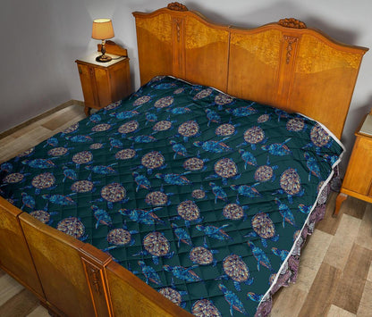 Sea Turtle Hand Drawn Blue Print Premium Quilt-JTAMIGO.COM
