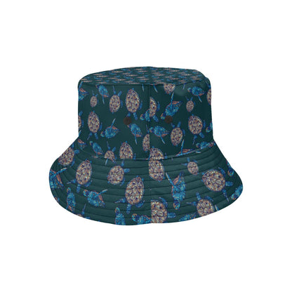 Sea Turtle Hand Drawn Blue Print Unisex Bucket Hat