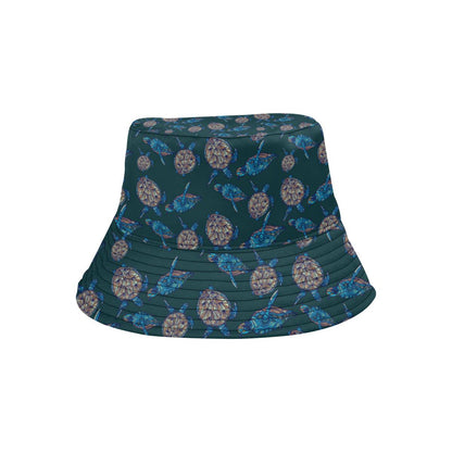 Sea Turtle Hand Drawn Blue Print Unisex Bucket Hat