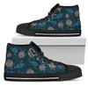 Sea Turtle Hand Drawn Blue Print Women High Top Shoes