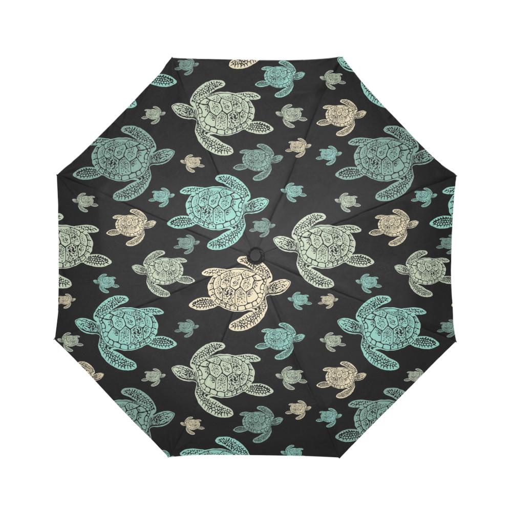 Sea Turtle Stamp Pattern Automatic Foldable Umbrella