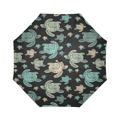 Sea Turtle Stamp Pattern Automatic Foldable Umbrella