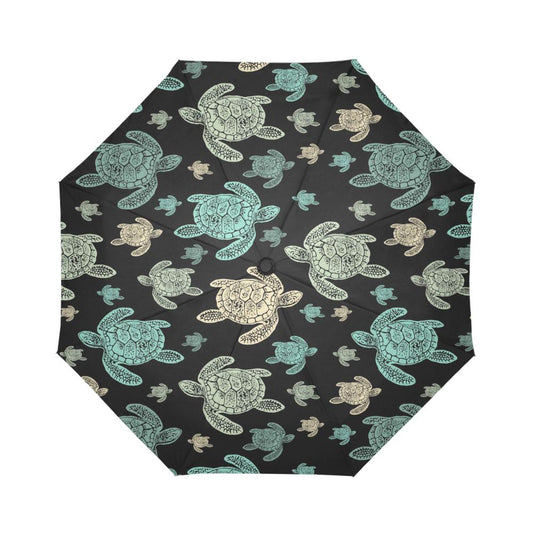 Sea Turtle Stamp Pattern Automatic Foldable Umbrella