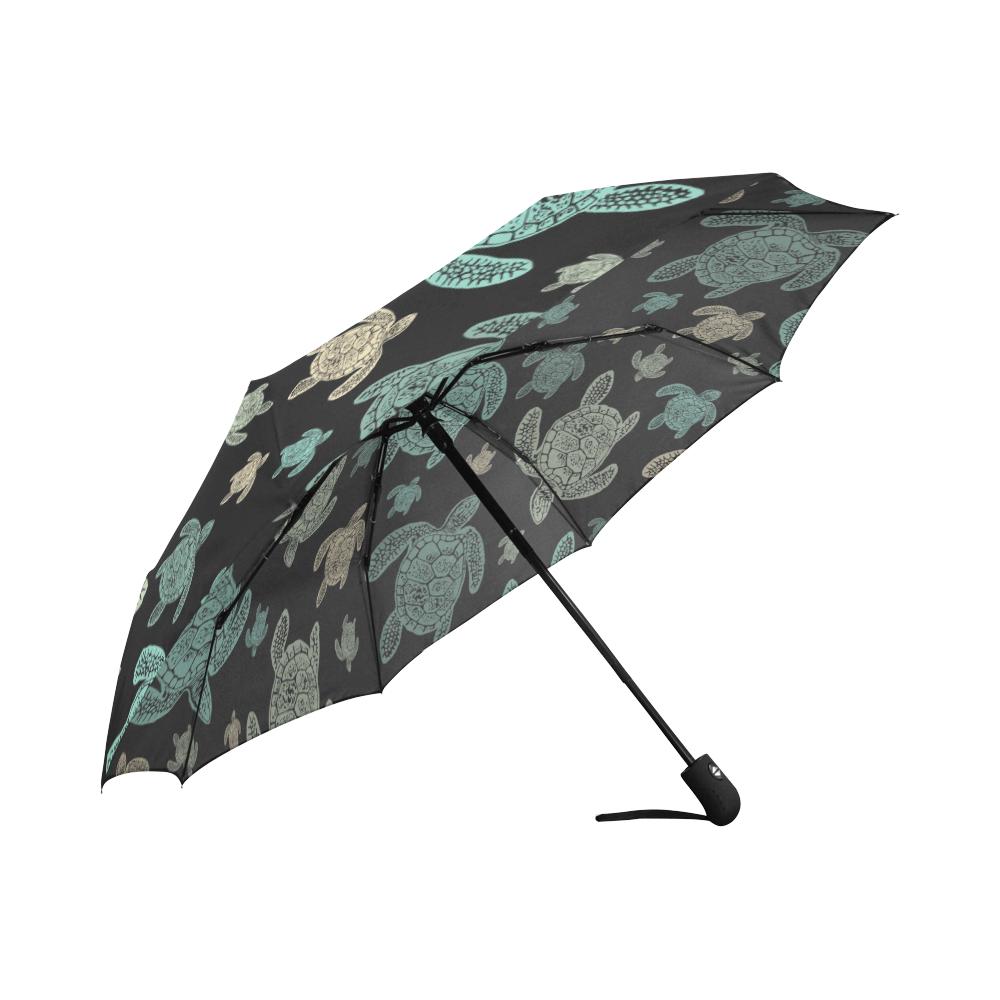 Sea Turtle Stamp Pattern Automatic Foldable Umbrella
